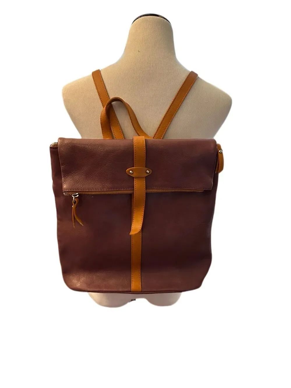 Valentina Italian Leather Purple and Tan Backpack